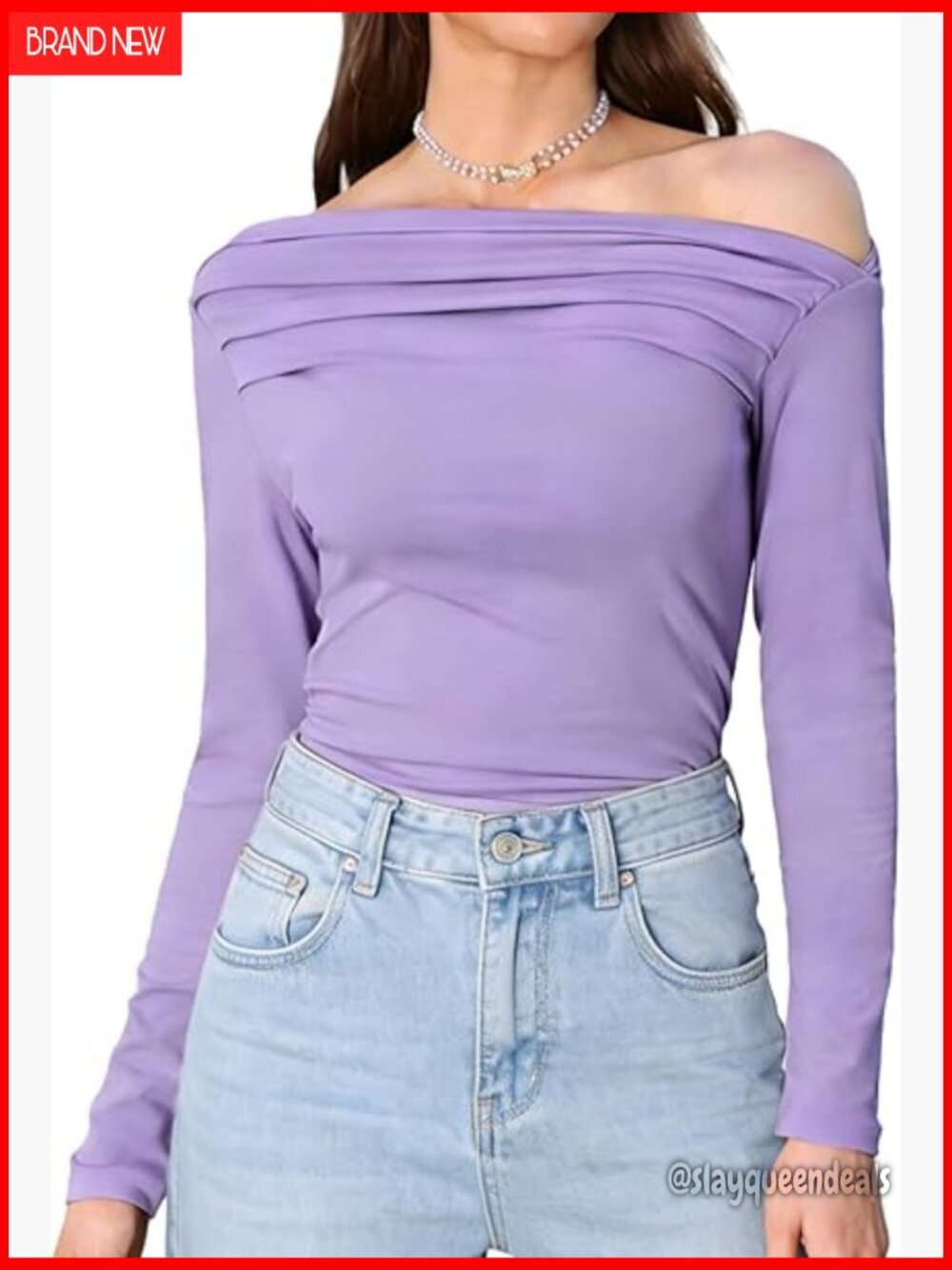 Off Shoulder Long Sleeve Ruched Blouse Slim Fit Rayon Spandex Tee